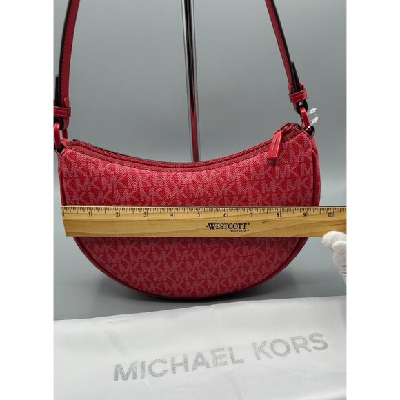 Michael Kors Small Kayla Crimson Signature Convertible Pouchette 32T5T8QU1B NWT - Picture 11 of 14